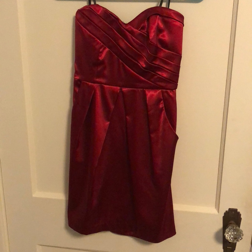 Red Strapless Party Cocktail Dress